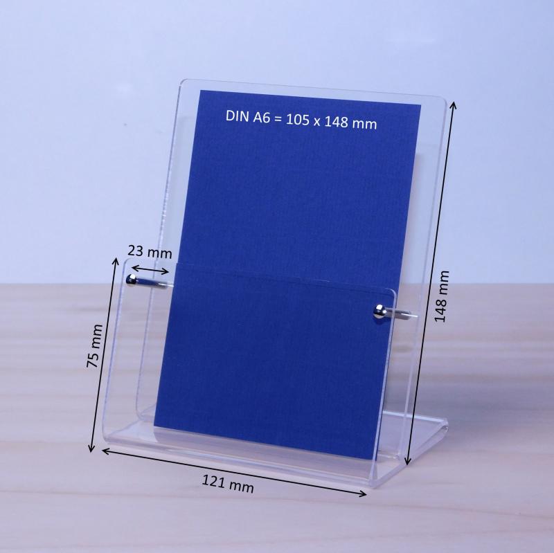 Abverkauf! Tischprospektständer für Postkarten in DIN A6 Hochformat Fülltiefe 25mm
